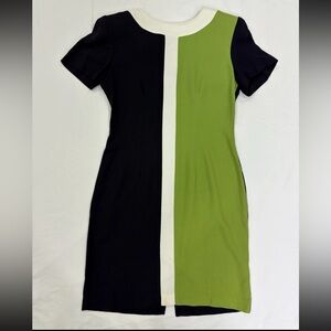 🌻Vintage John Roberts Colorblock Dress- Green, Black, & Cream Made in USA Size 8